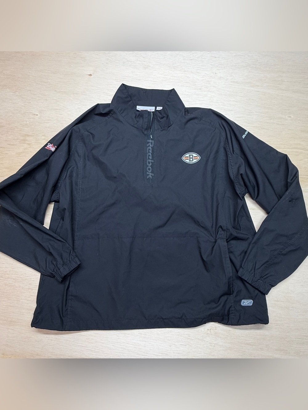 Reebok Cleveland Browns Quarter Zip Windbreaker Budweiser Beer Branding Size XL